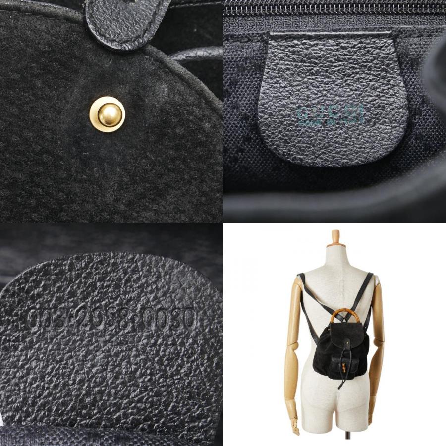 グッチ バンブー リュック バックパック 003 2058 0030 ブラック レザー スエード レディース GUCCI 【中古】_9