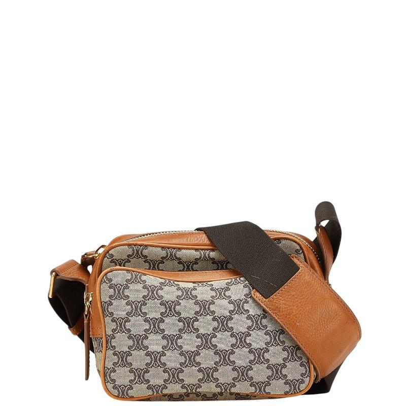 セリーヌ マカダム 斜め掛け ショルダーバッグ カメラバッグ ベージュ マルチカラー キャンバス レザー レディース CELINE 【中古】 CELINE（セリーヌ） マカダム 斜め掛け ショルダーバッグ カメラバッグ