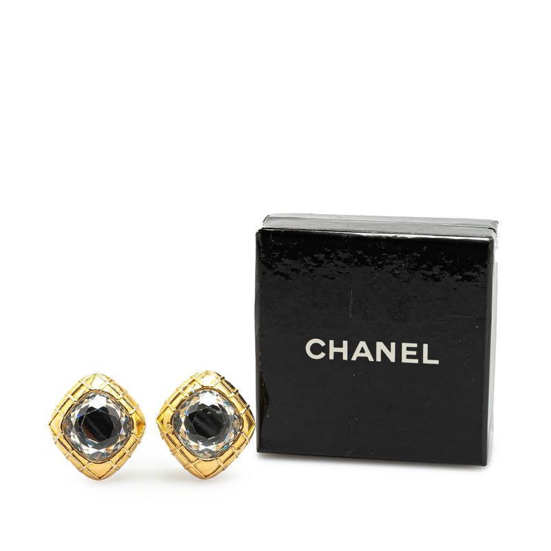 シャネル ヴィンテージ ひし形 ストーン イヤリング ゴールド メッキ レディース CHANEL 【中古】