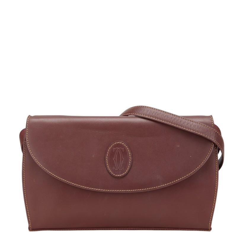 Cartier カルティエ マストライン ショルダーバッグ レザー ボルドー