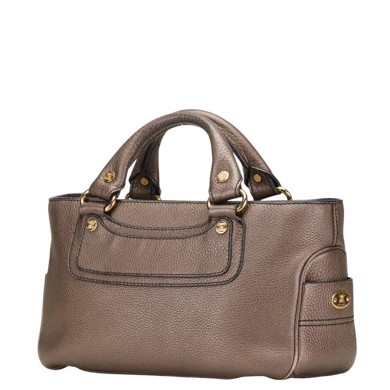 【極美品】CELINE セリーヌ ブギーバッグ ハンドバッグ ステッチ レザー CELINE（セリーヌ） ブギーバッグ ハンドバッグ ブラウン レザー