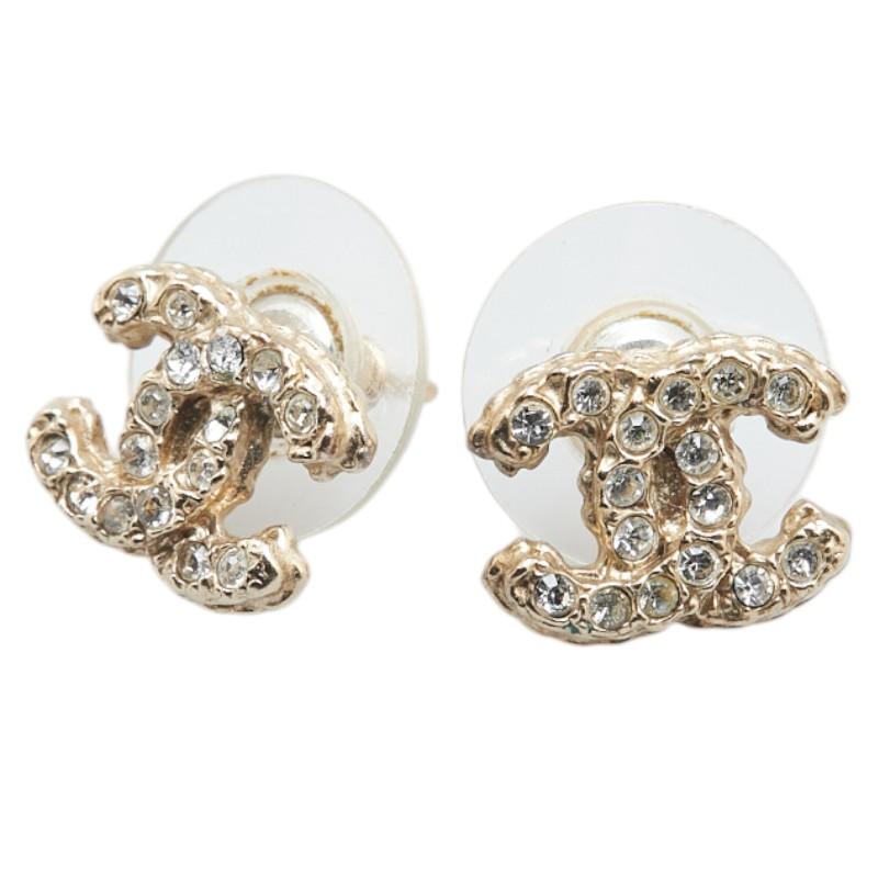 CHANEL シャネル ココマーク ラインストーン スタッドピアス  