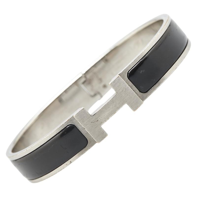 【HERMES】クリックH PM ブラック シルバー金具 HERMES エルメス クリックH PM ブレスレット シルバー ブラック