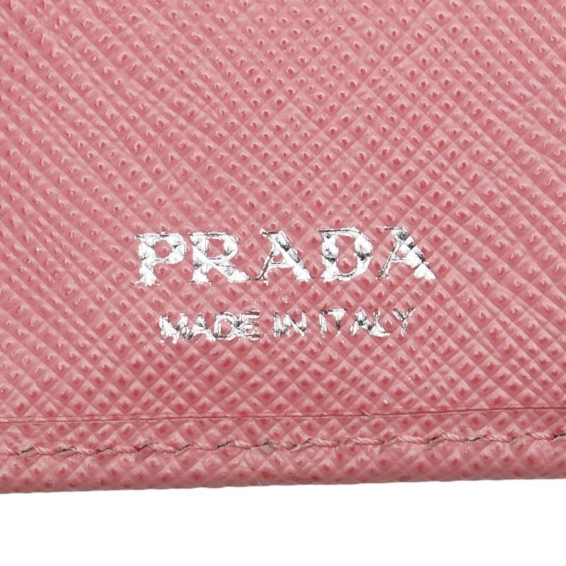 PRADA ピンクレザー 二つ折り財布 PRADA プラダ 二つ折り財布 ピンク シルバー レザー レディース