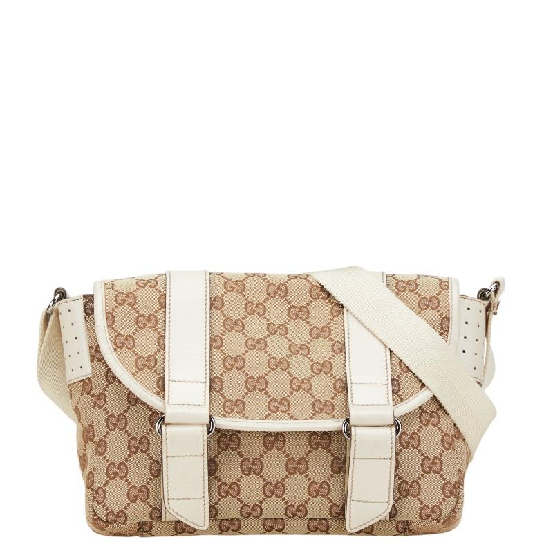 【美品】グッチ　ショルダーバッグ　GG キャンバス レザー 斜め掛け ベージュ GUCCI グッチ GGキャンバス 斜め掛け ショルダーバッグ 145858