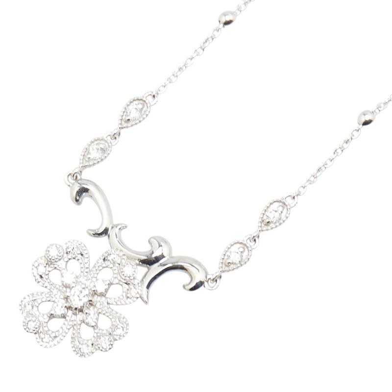 K18WG ホワイトゴールド ダイヤ0.30ct 四つ葉 クローバー モチーフ  