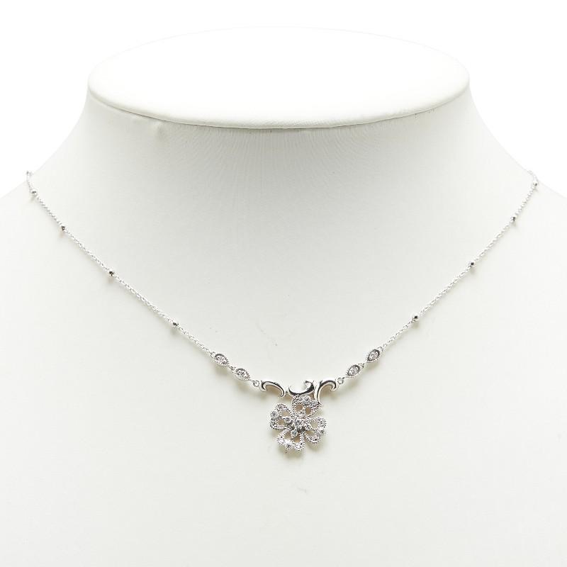 K18WG ホワイトゴールド ダイヤ0.30ct 四つ葉 クローバー モチーフ  