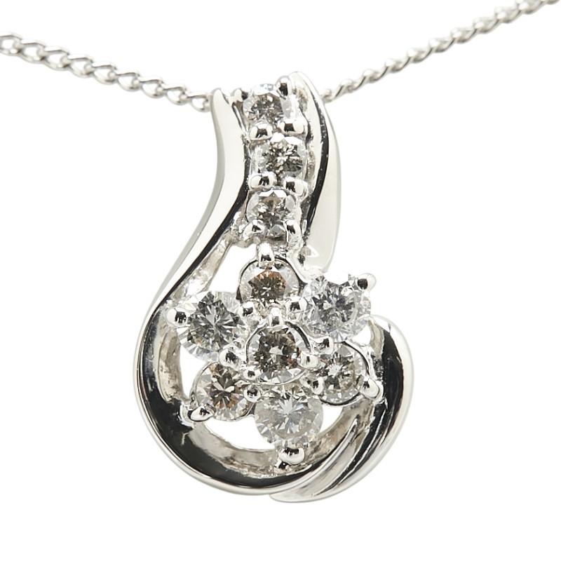 Pt900 プラチナ Pt850 ダイヤ0.50ct フラワー 花 モチーフ ペンダント 