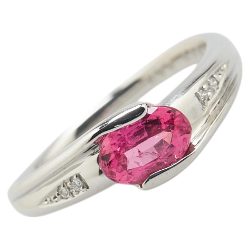 Pt900 プラチナ ピンクトルマリン0.88ct ダイヤ0.02ct リング 指輪 