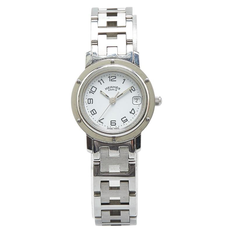 ☆極美品 クリッパー HERMES エルメス 時計 CL4.210 ホワイト HERMES（エルメス） クリッパー 腕時計 CL4.210 クオーツ ホワイト文字