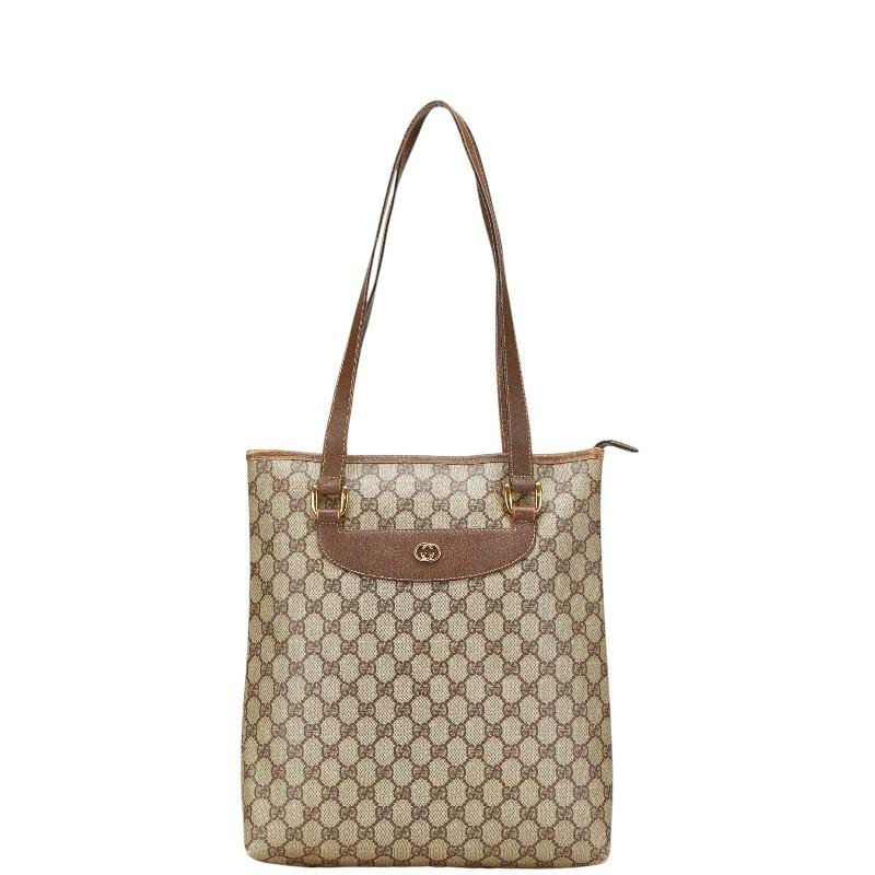 【美品】グッチ トートバッグ GGスプリーム PVC レザー ベージュ GUCCI（グッチ） オールドグッチ GGスプリーム ハンドバッグ トート
