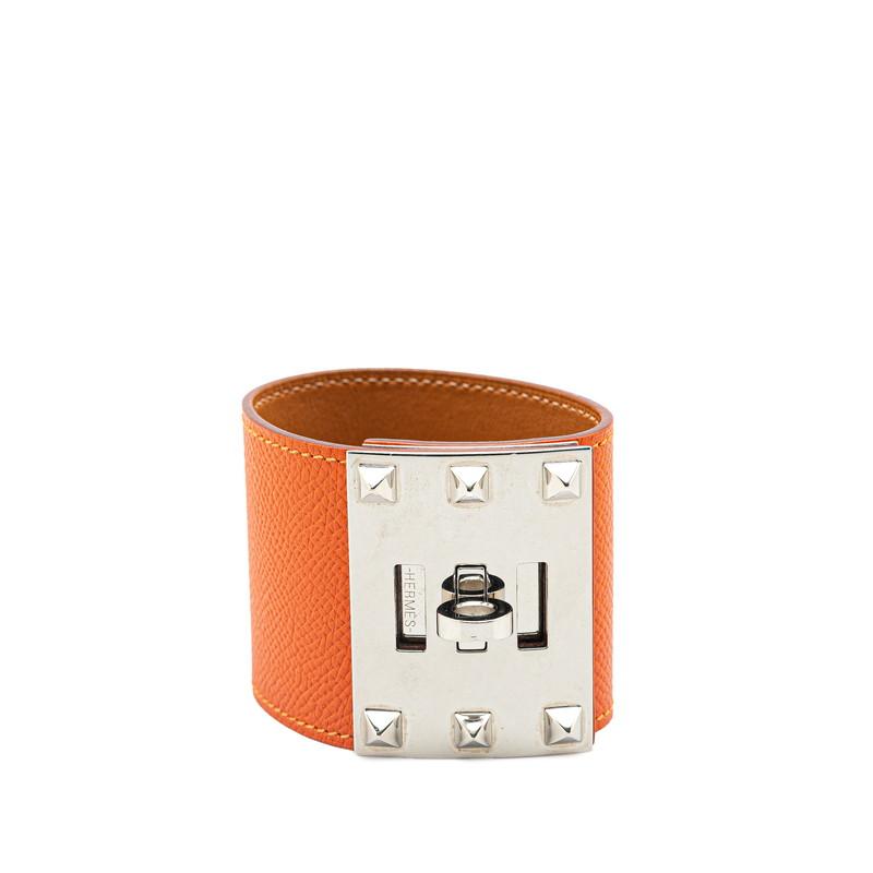 エルメスケリードッグ　ブラウン　バングル HERMES エルメス ケリードッグ S バングル オレンジ ブラウン