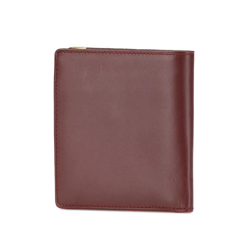 カルティエ マストライン 二つ折り財布 ワインレッド ボルドー レザー レディース CARTIER 【中古】 Cartier（カルティエ） マストライン 二つ折り財布 ワインレッド