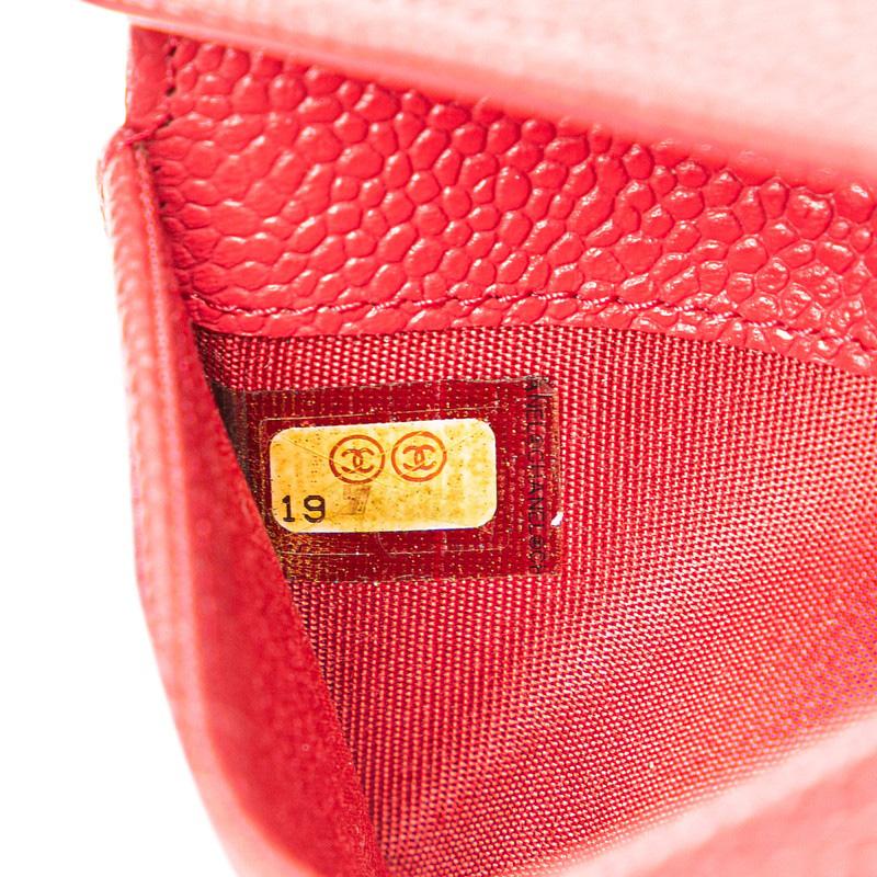 シャネル　キャビアスキン　ココマーク　ポーチ　ケース　カードケース　レッド CHANEL（シャネル） ココマーク カードケース レッド キャビアスキン