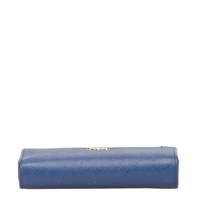 PRADA（プラダ） 二つ折り財布 ブルー レザー レディース 【中古