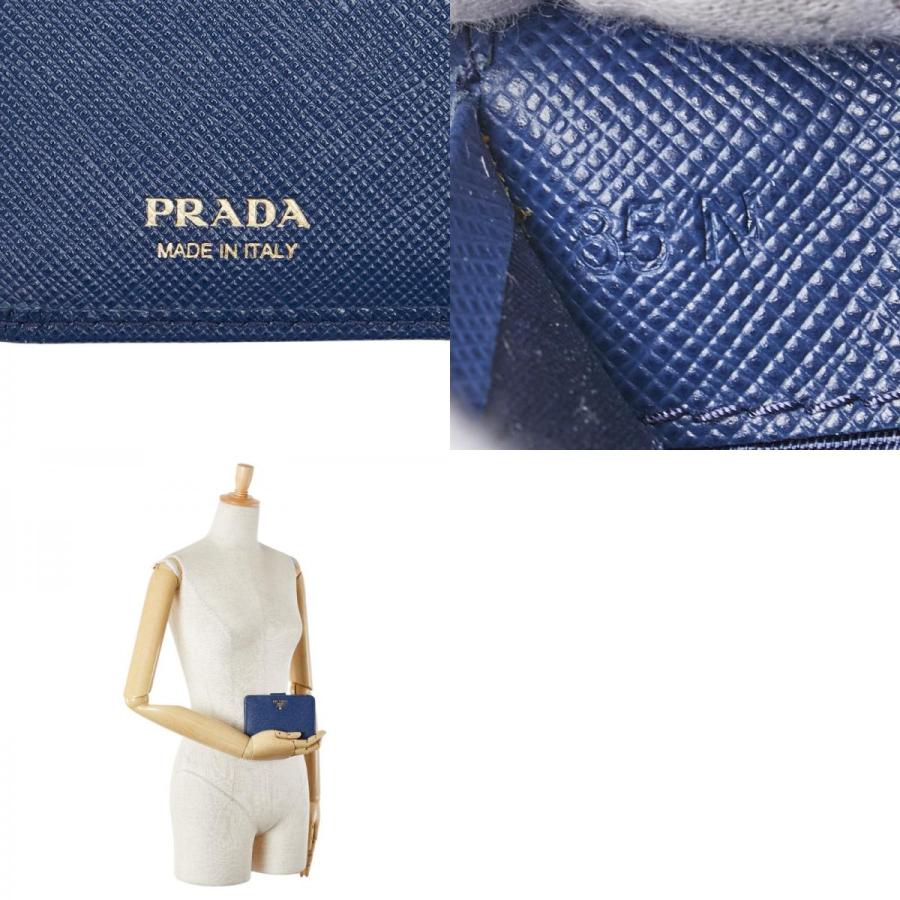 PRADA（プラダ） 二つ折り財布 ブルー レザー レディース 【中古