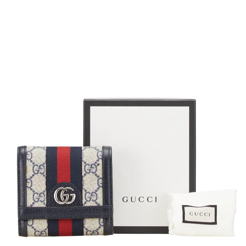 GUCCI グッチ GGスプリーム オフィディア 二つ折り財布 ネイビー PVC