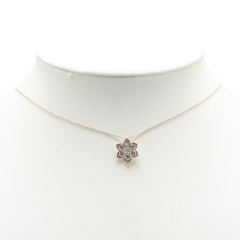 K18PG ピンクゴールド ダイヤ1.00ct フラワー 花 モチーフ ペンダント 