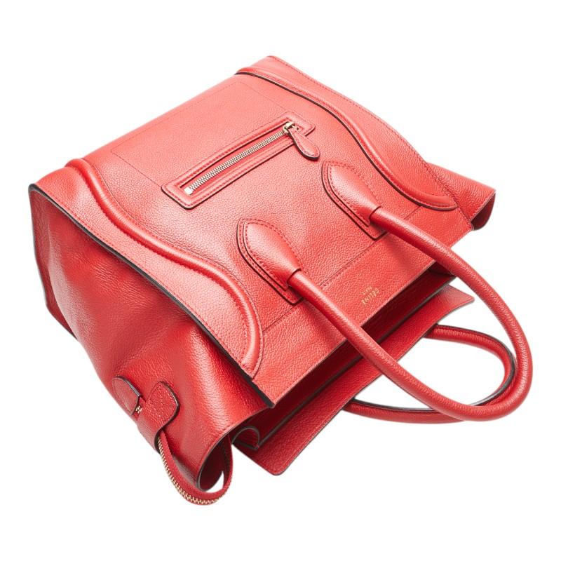 セリーヌ ラゲージ ミニショッパー ハンドバッグ レッド レザー CELINE セリーヌ ラゲージ ミニショッパー ハンドバッグ レッド