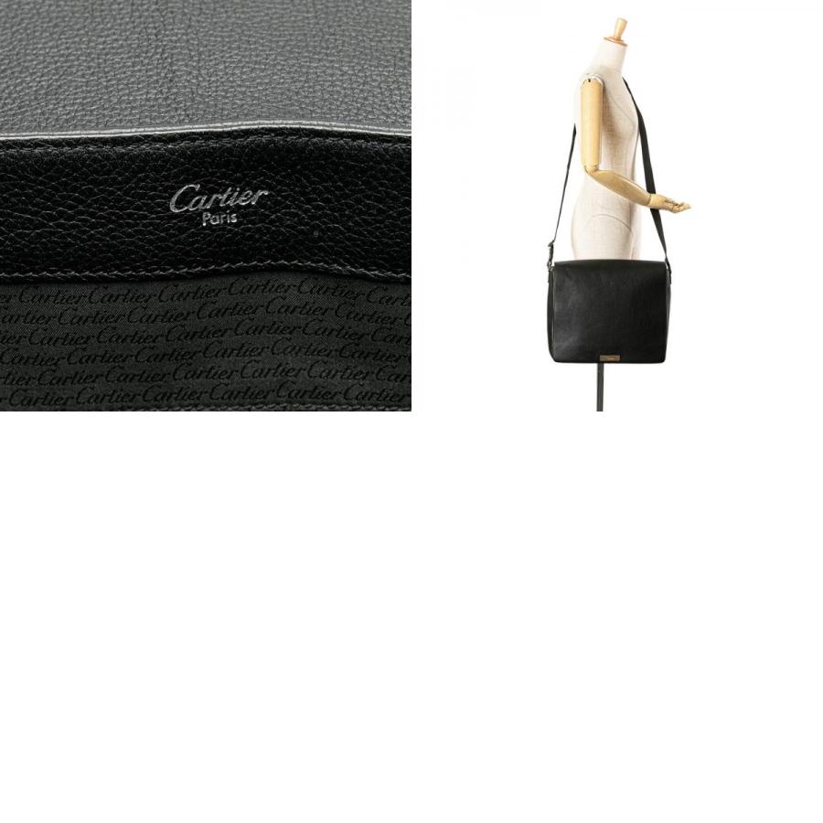 Cartier カルティエ パシャ ショルダーバッグ レザー ブラック メンズ Cartier（カルティエ） 斜め掛け ショルダーバッグ ブラック レザー