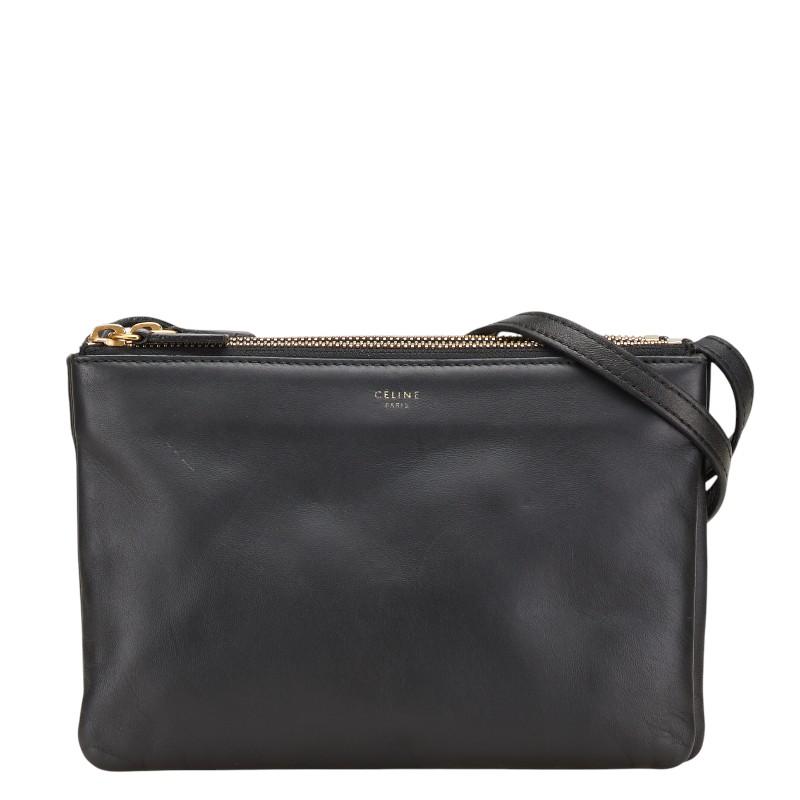 【美品】CÉLINE トリオ スモール ブラック CELINE セリーヌ トリオ スモール ショルダーバッグ ショルダー