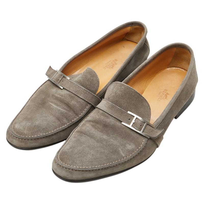 エルメス アピ H ローファー サイズ：42 1/2 グレー スエード メンズ HERMES 【中古】 HERMES（エルメス） アピ H ローファー サイズ：42 1/2 グレー