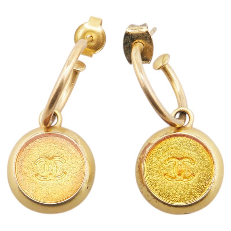 CHANEL シャネル ココマーク ラウンド ピアス ゴールド メッキ 