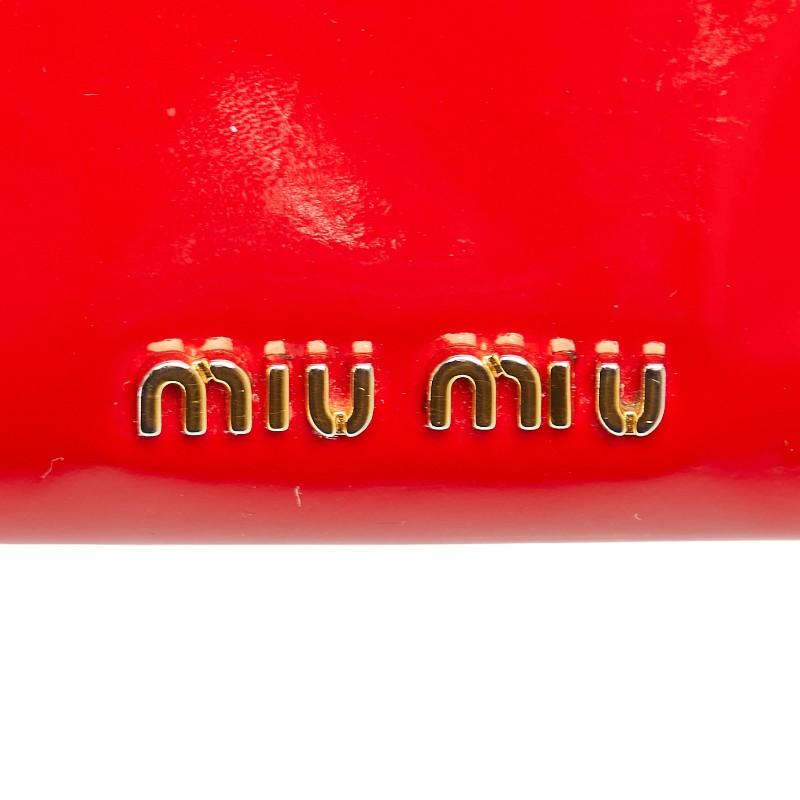 ミュウミュウ リボン 長財布 エナメル レディース MIUMIU 【1-0207995】 miu miu（ミュウミュウ） リボン 長財布 レッド エナメル レディース
