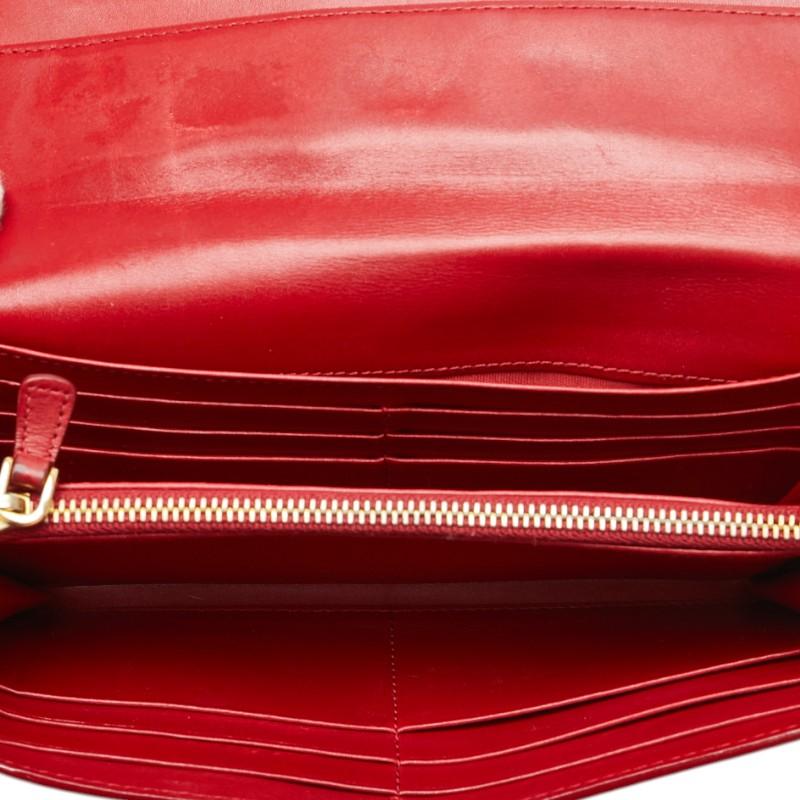 miu miu（ミュウミュウ） リボン 長財布 レッド エナメル レディース