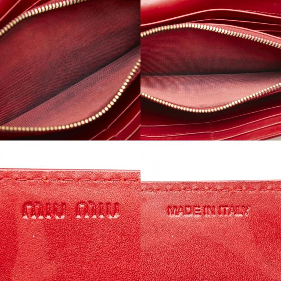 miu miu（ミュウミュウ） リボン 長財布 レッド エナメル レディース