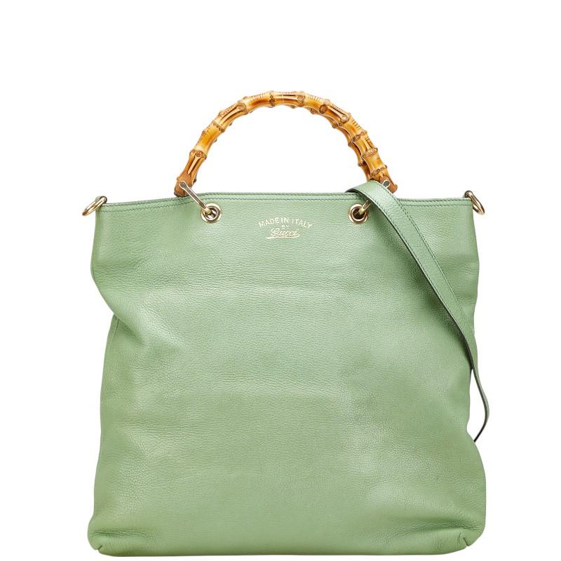 美品】希少色 GUCCI バンブー 2way ショルダーバッグ スエード 濃緑 