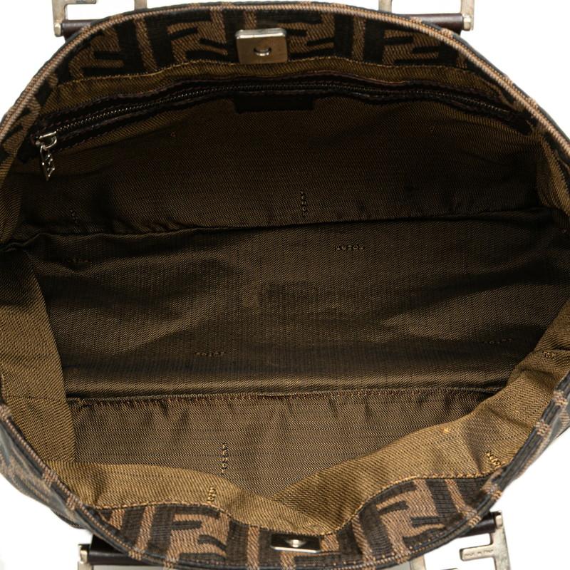 FENDI（フェンディ） ズッカ ハンドバッグ ブラウン キャンバス レザー