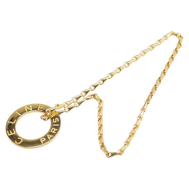 セリーヌ　パール　ネックレス　ゴールド　サークル CELINE セリーヌ ペンダントトップ Pearl Oval Pendant パール