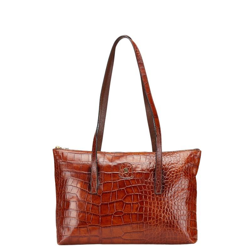 BALLY バリー クロコ型押しレザー 2WAY トート ハンド バッグ