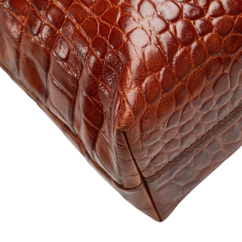 Bally（バリー） クロコ型押し トートバッグ ハンドバッグ ブラウン 