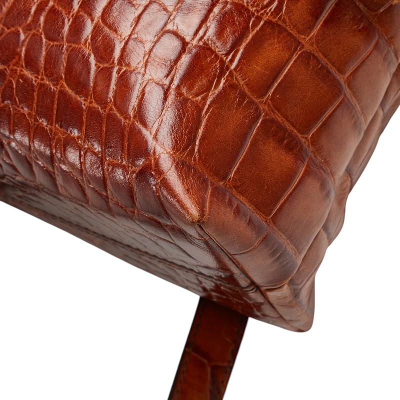 Bally（バリー） クロコ型押し トートバッグ ハンドバッグ ブラウン 