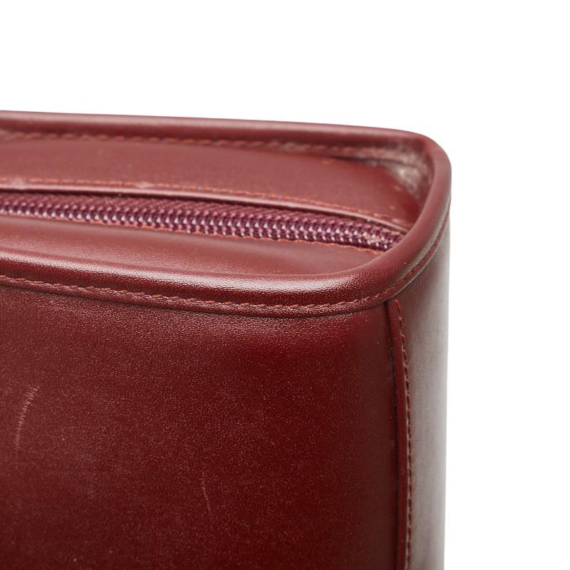 カルティエ ポーチ コスメポーチ ワインレッド ボルドー レザー  