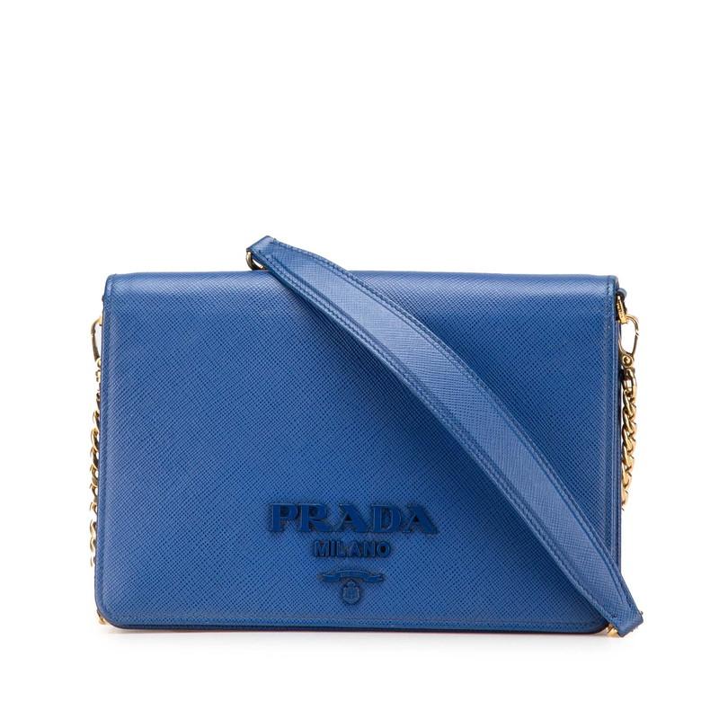 PRADA（プラダ） チェーン ショルダーウォレットバッグ 1BP012 ブルー