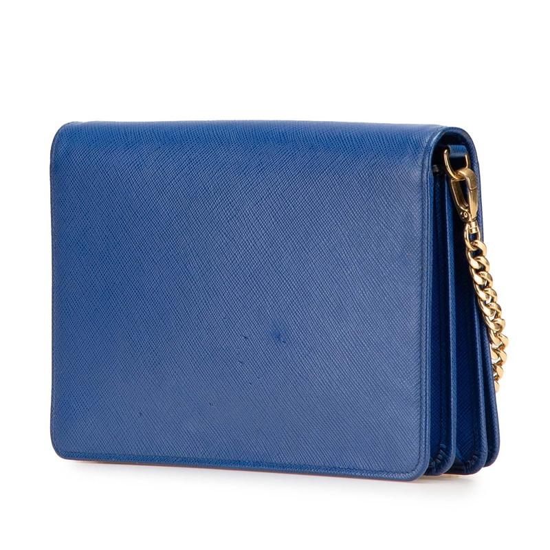 PRADA（プラダ） チェーン ショルダーウォレットバッグ 1BP012 ブルー