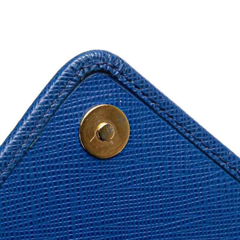 美品✨PRADA サフィアーノ チェーンウォレット チェーンショルダー ネイビー サフィアーノレザー チェーンウォレット ショルダーバッグ ブルー 青