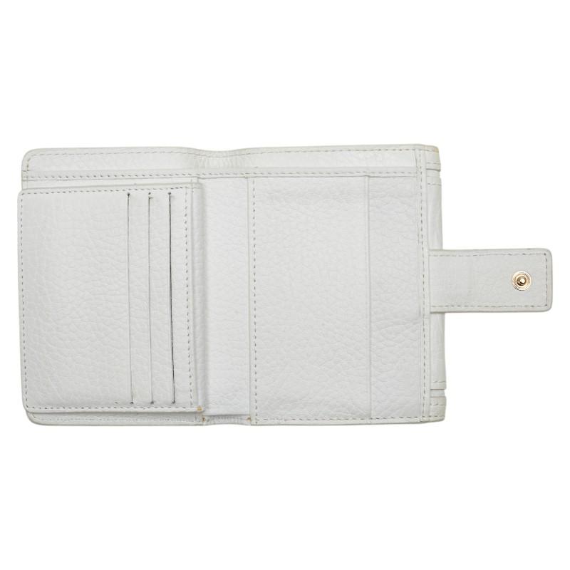 CELINE（セリーヌ） マカダム 型押し 二つ折り財布 ホワイト レザー
