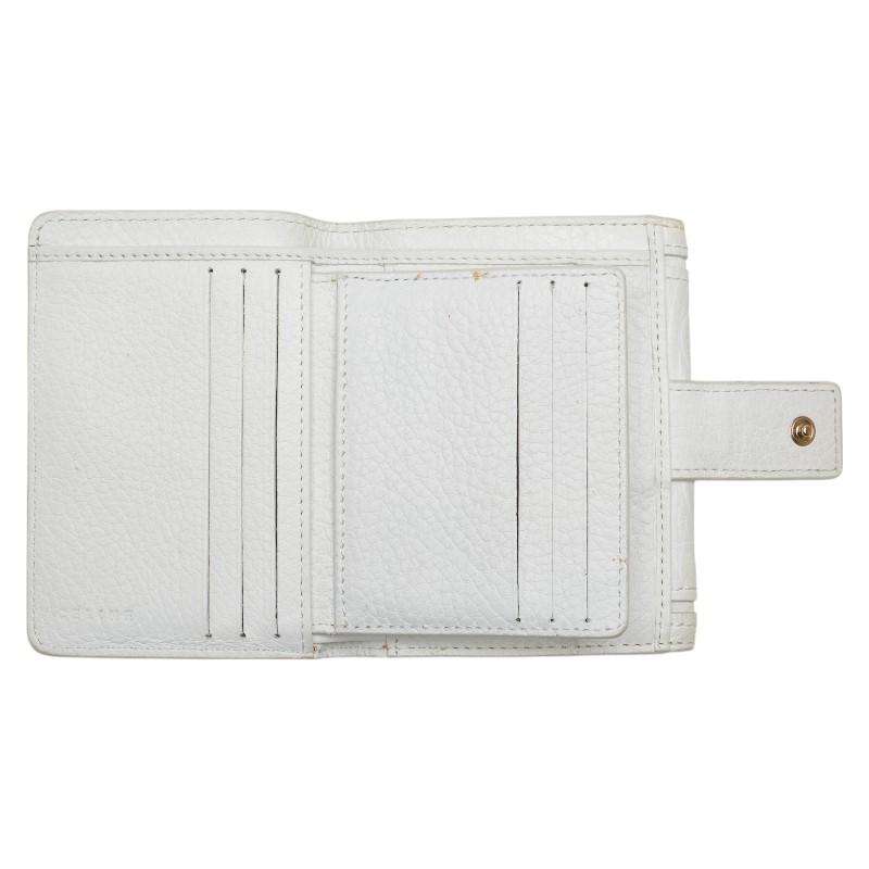 極美品　CELINE(セリーヌ) マカダム 二つ折り財布 ホワイト　ブラック CELINE セリーヌ マカダム 型押し 二つ折り財布 ホワイト レザー