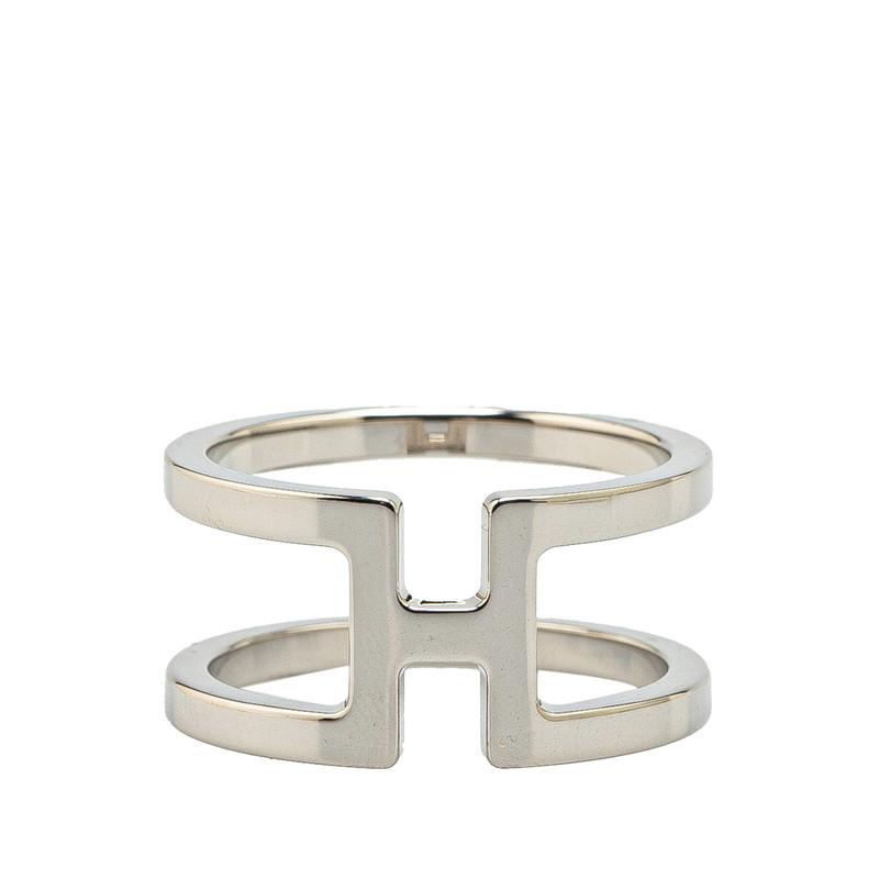 美品　HERMES スカーフリング　H・アン・ロン　　シルバー HERMES エルメス H アン ロン スカーフリング シルバー メタル