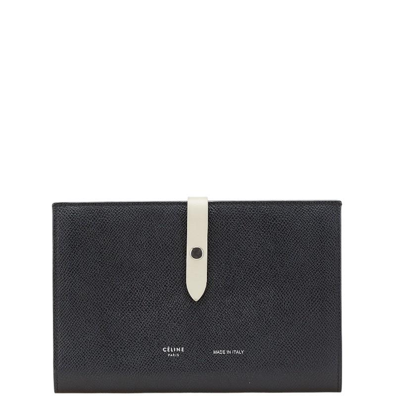 CELINE ラージストラップウォレット ブラック CELINE セリーヌ ラージストラップウォレット 二つ折り 財布