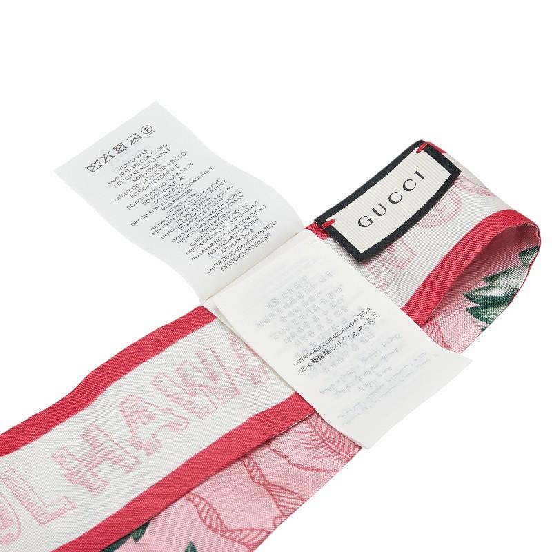 GUCCI グッチ フラワー 花柄 ネックボウ スカーフ 631432 ピンク