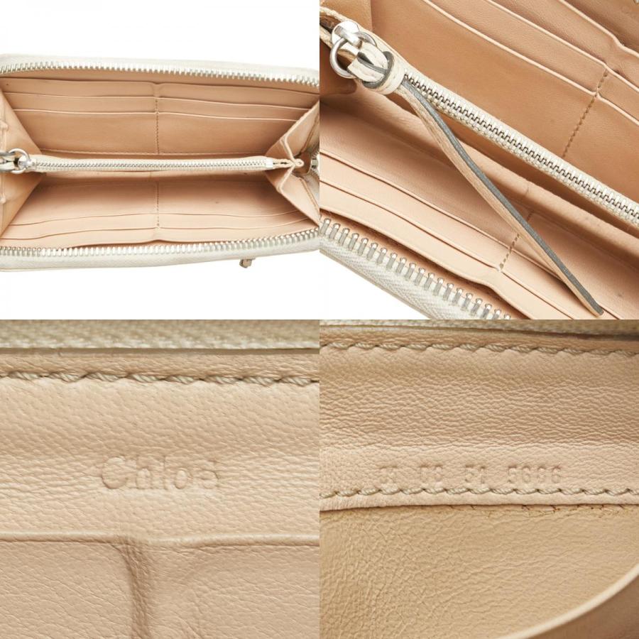 Chloe クロエ 長財布 ラウンドファスナー ベージュ レザー
