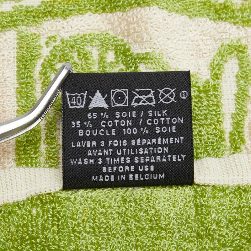 〇新品 希少HERMES エルメス タオルハンカチ グリーン HERMES（エルメス） ハンカチ ハンドタオル ホワイト グリーン シルク