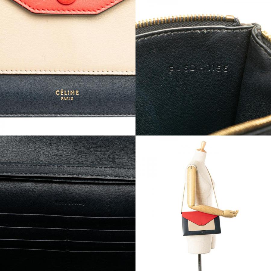 セリーヌ フレーム イブニング チェーン ウォレット ショルダーバッグ レザー レディース CELINE 【1-0228173】 セリーヌ フレーム イブニング チェーン ウォレット ショルダーバッグ