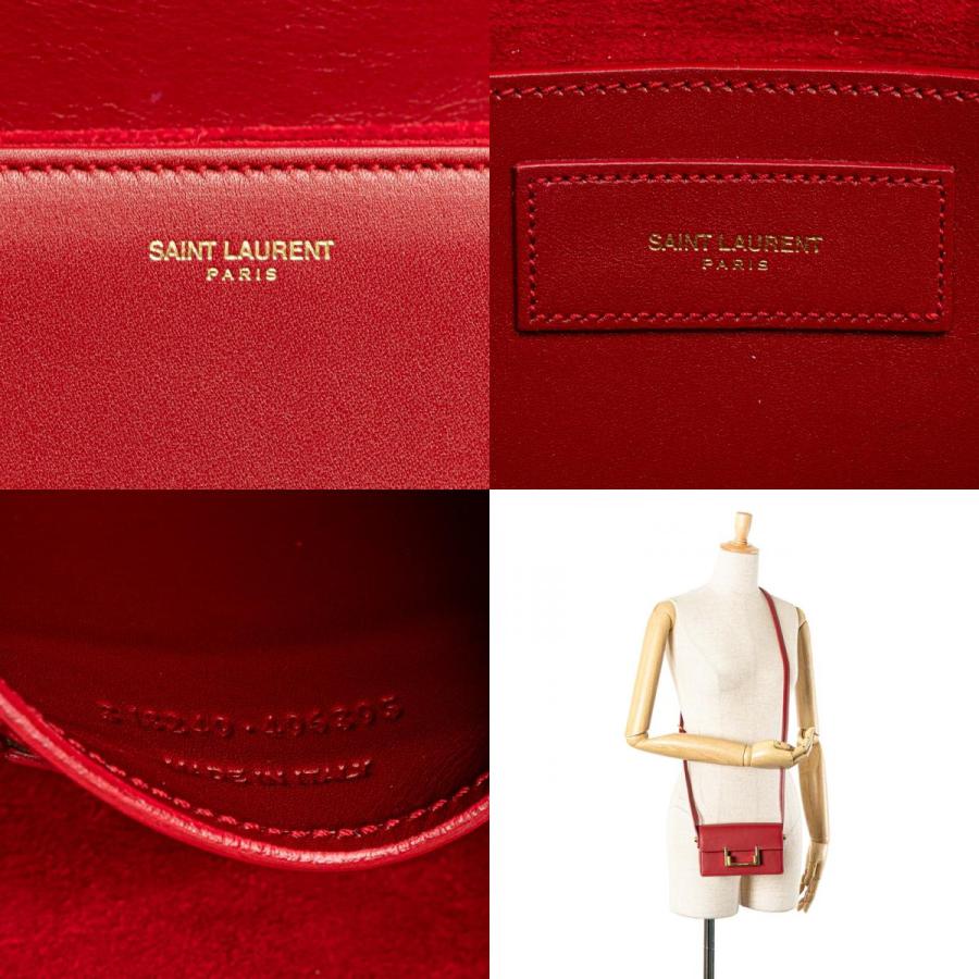 YSL レザー 赤 クラッチバッグ 保存袋付き YvesSaintLaurent】イヴサンローラン『YSLロゴ クラッチバッグ』361120