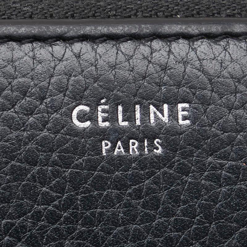 CELINE セリーヌ 二つ折り財布 ブラック レザー レディース